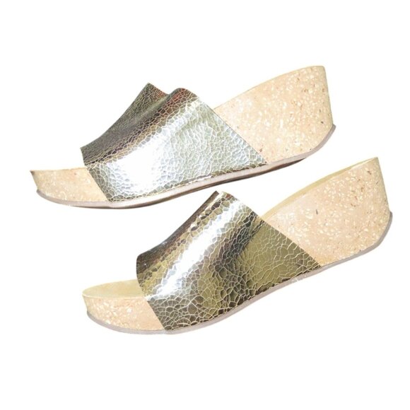 ALDO Savassa 97 Gold Metallic Leather Platform Wedges Eur 40 or US 9.5 - Picture 5 of 11